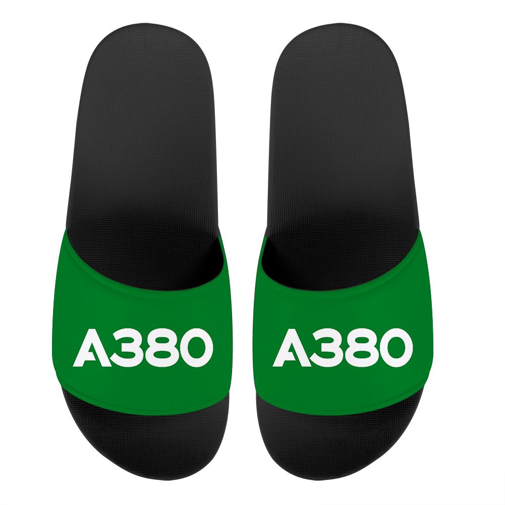 A380 Flat Text Designed Sport Slippers