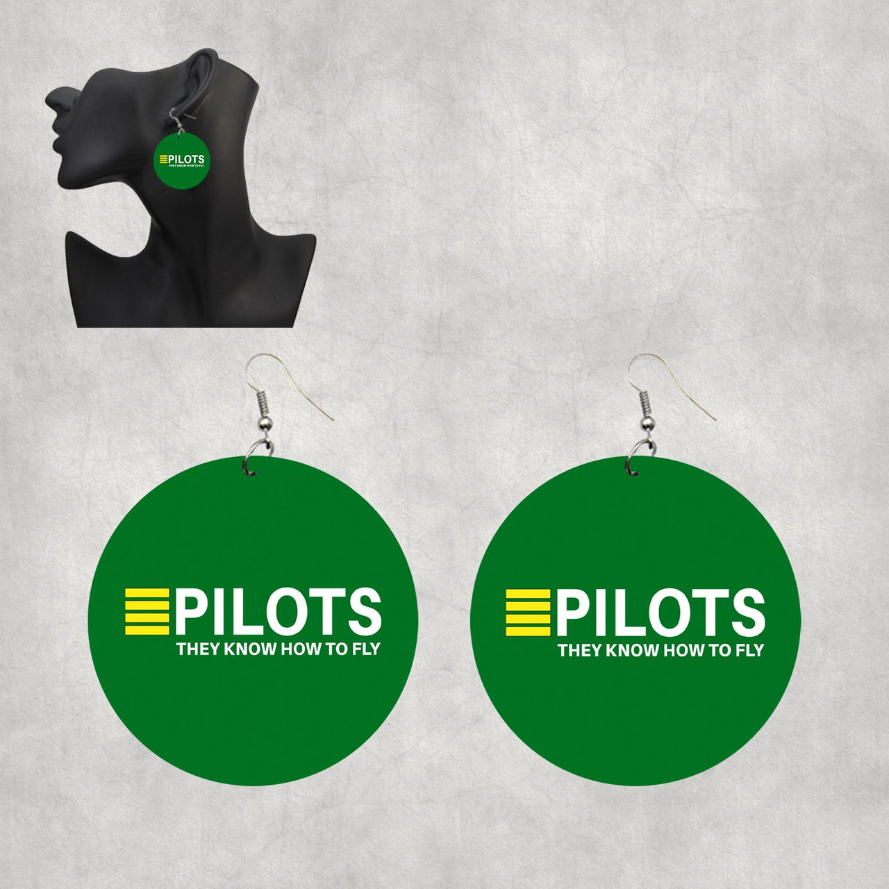 Pilots They Know How To Fly Designed Wooden Drop Earrings