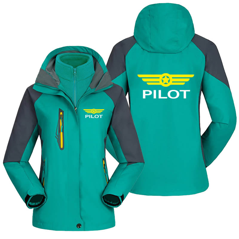 Pilot & Badge Designed Thick "WOMEN" Skiing Jackets