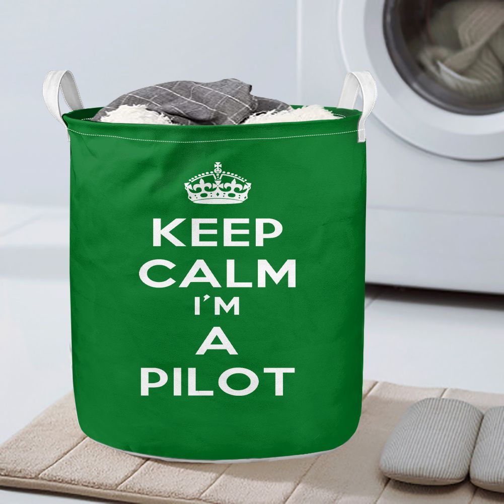 Keep Calm I'm a Pilot Designed Laundry Baskets