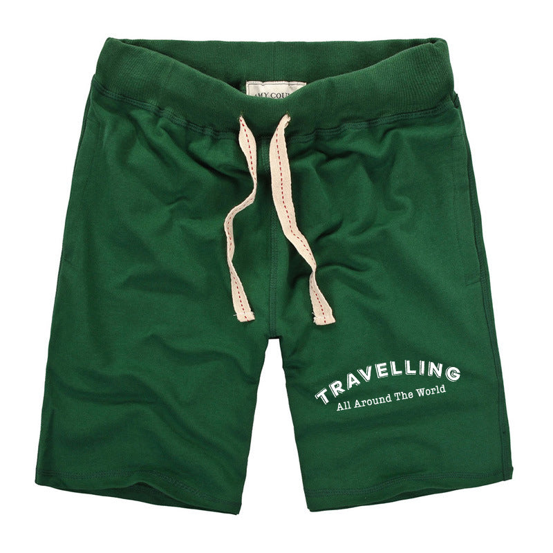 Travelling All Around The World Designed Cotton Shorts
