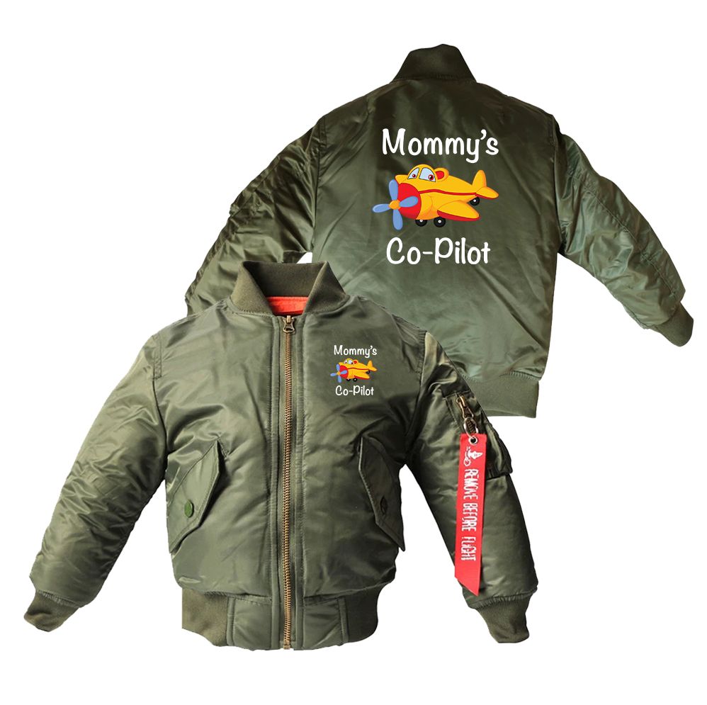 Mommy's Co-Pilot (Propeller) Designed Children Bomber Jackets