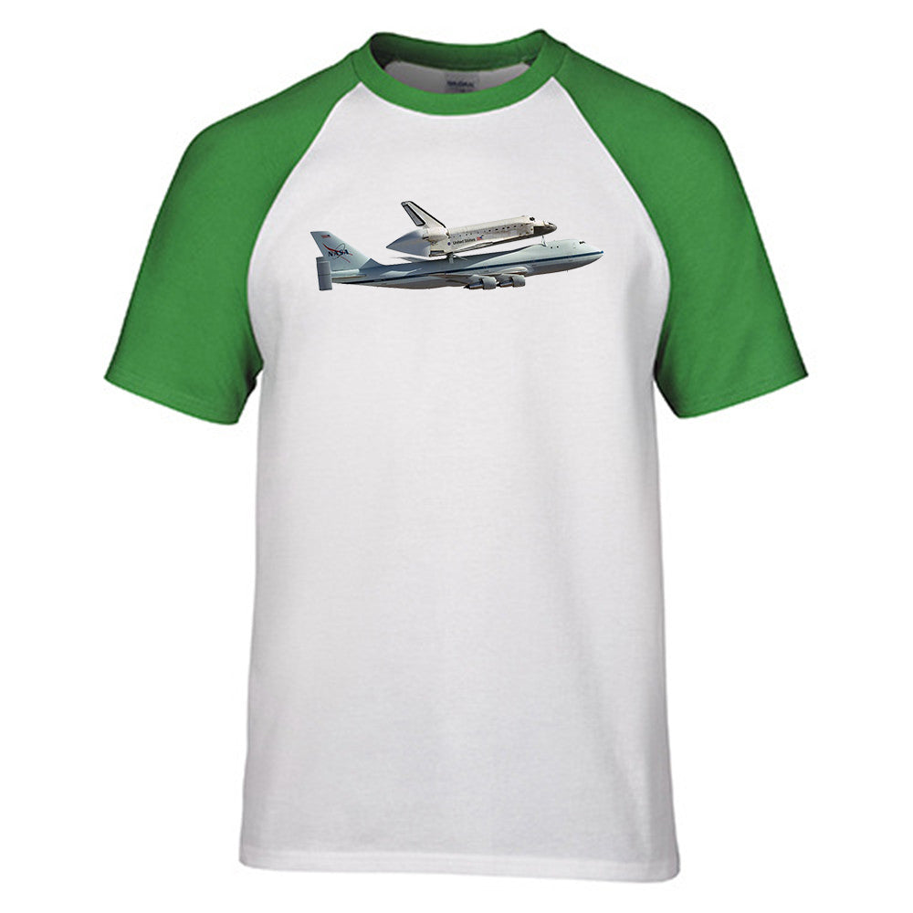 Space shuttle on 747 Designed Raglan T-Shirts