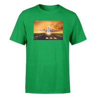 Thumbnail for Amazing Departing Aircraft Sunset & Clouds Behind Designed T-Shirts