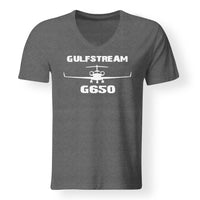 Thumbnail for Gulfstream G650 & Plane Designed V-Neck T-Shirts