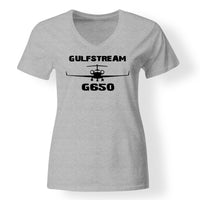 Thumbnail for Gulfstream G650 & Plane Designed V-Neck T-Shirts