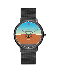 Thumbnail for Airplane Instrument Series (Gyro Horizon) Stainless Steel Strap Watches Pilot Eyes Store Black & Stainless Steel Strap 