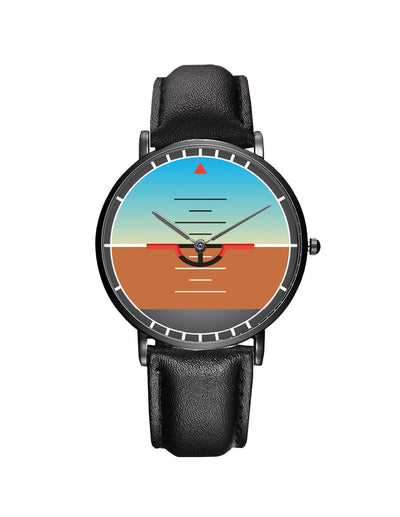 Airplane Instrument Series (Gyro Horizon) aviation-themed slim watch, polished stainless steel.