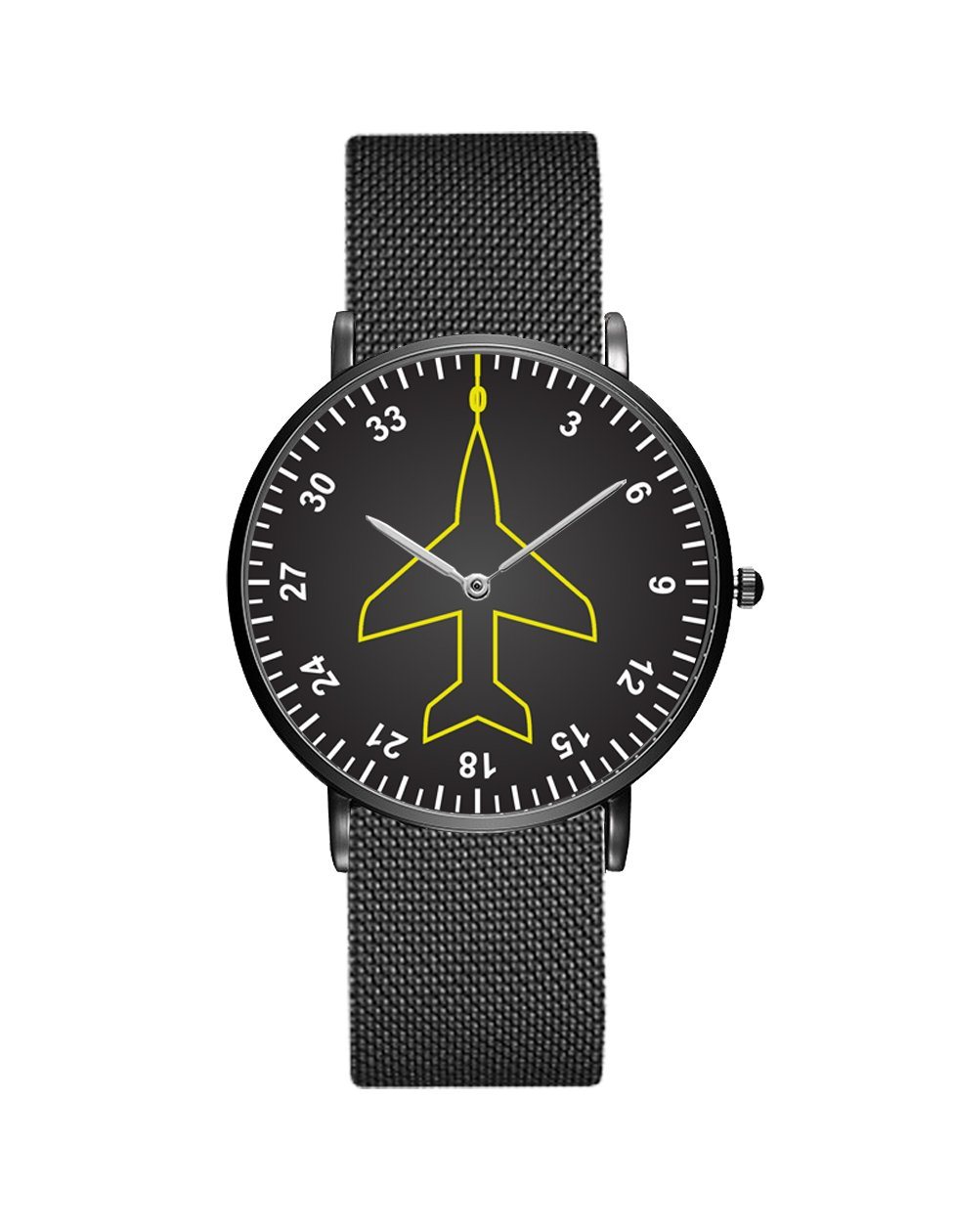 Airplane Instrument Series (Heading) Stainless Steel Strap Watches Pilot Eyes Store Black & Stainless Steel Strap 
