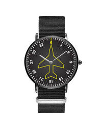 Thumbnail for Airplane Instrument Series (Heading) Leather Strap Watches Pilot Eyes Store Black & Black Nylon Strap 