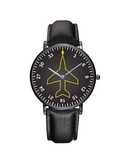 Airplane Instrument Series (Heading) aviation slim watch, stainless steel body with engraved detail.