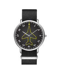Thumbnail for Airplane Instrument Series (Heading) Leather Strap Watches Pilot Eyes Store Silver & Black Nylon Strap 