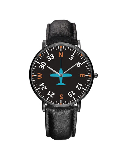 Airplane Instrument Series (Heading2) aviation-themed slim watch, polished stainless steel.