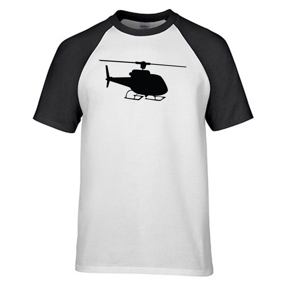 Helicopter Silhouette Designed Raglan T-Shirts