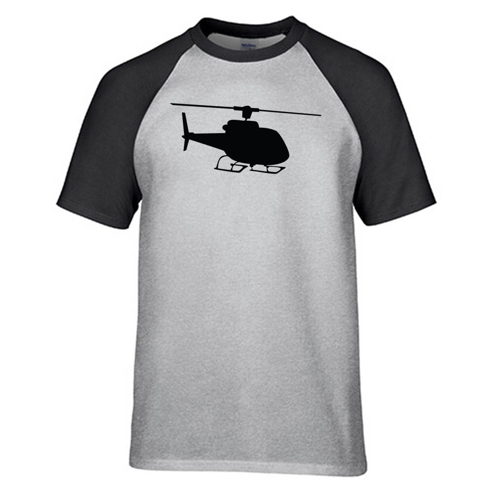 Helicopter Silhouette Designed Raglan T-Shirts