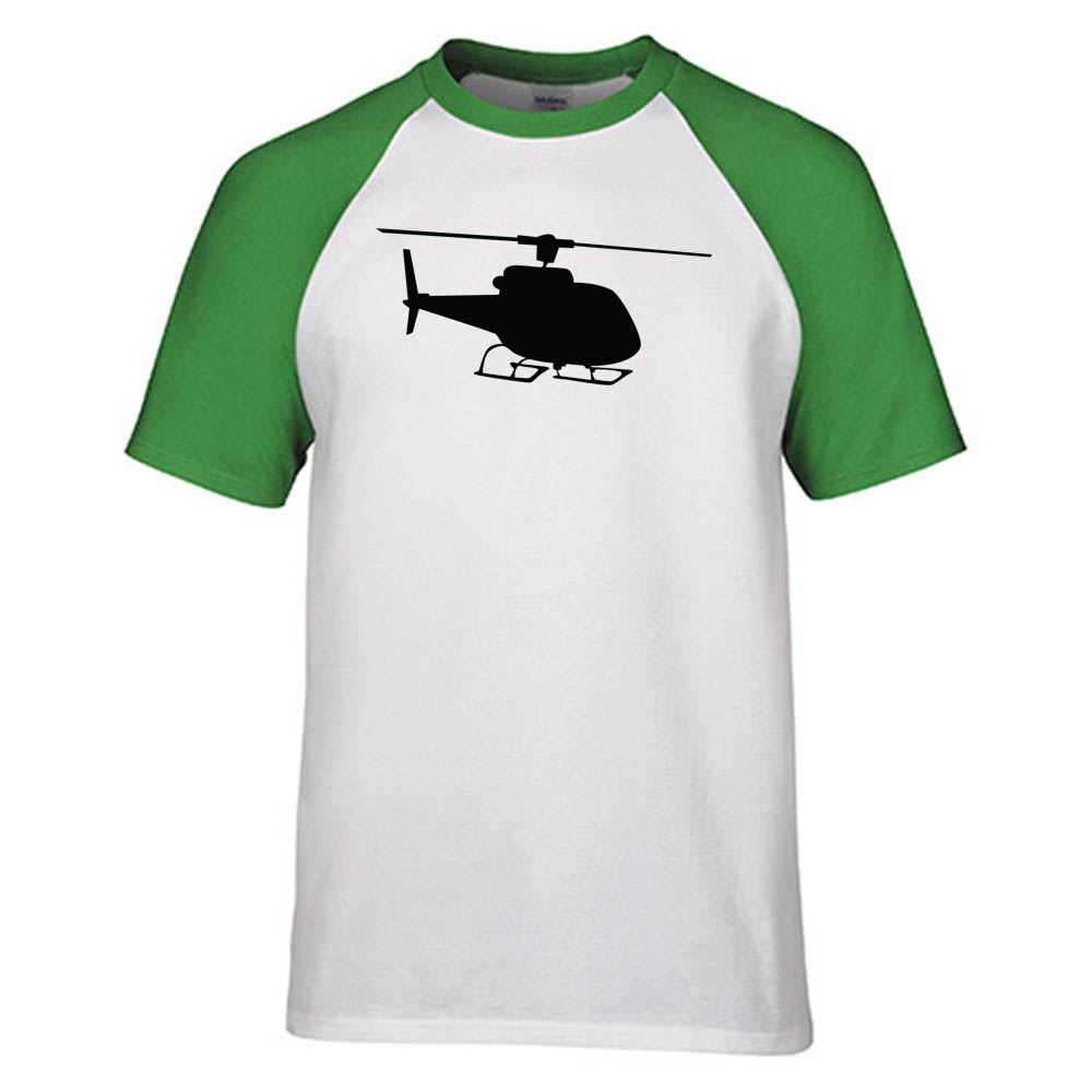 Helicopter Silhouette Designed Raglan T-Shirts