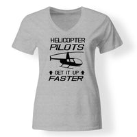 Thumbnail for Helicopter Pilots Get It Up Faster Designed V-Neck T-Shirts