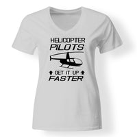 Thumbnail for Helicopter Pilots Get It Up Faster Designed V-Neck T-Shirts