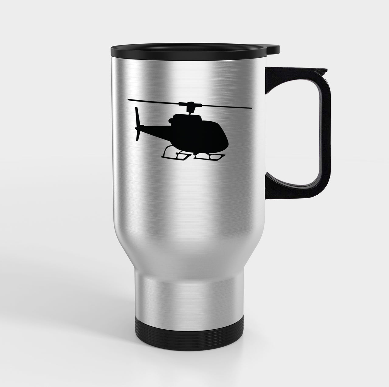 Helicopter Silhouette Designed Travel Mugs (With Holder)