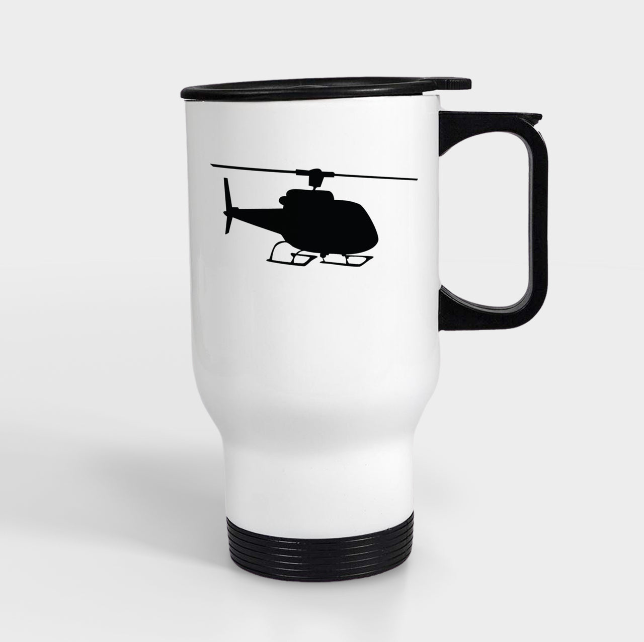 Helicopter Silhouette Designed Travel Mugs (With Holder)