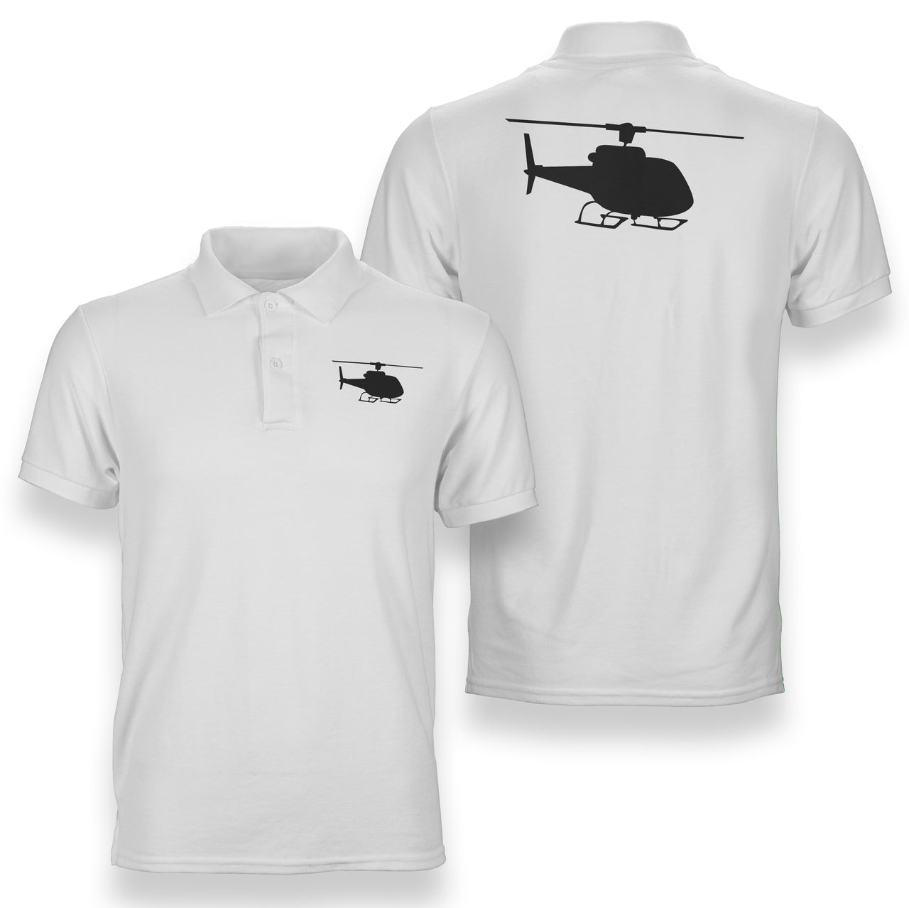 Helicopter Silhouette Designed Double Side Polo T-Shirts