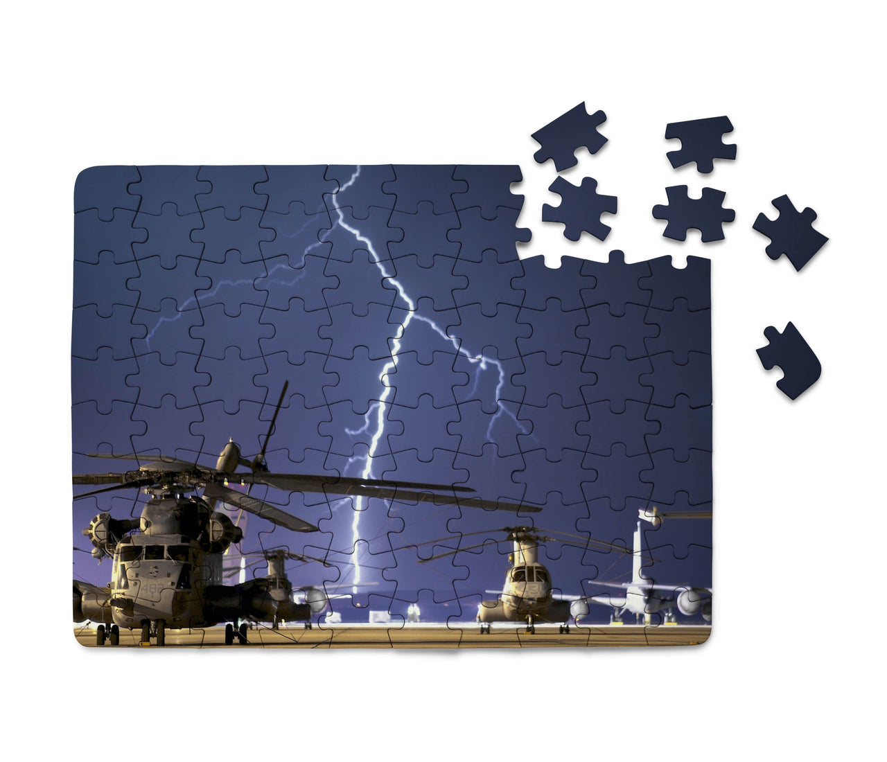 Helicopter & Lighting Strike Printed Puzzles Aviation Shop 