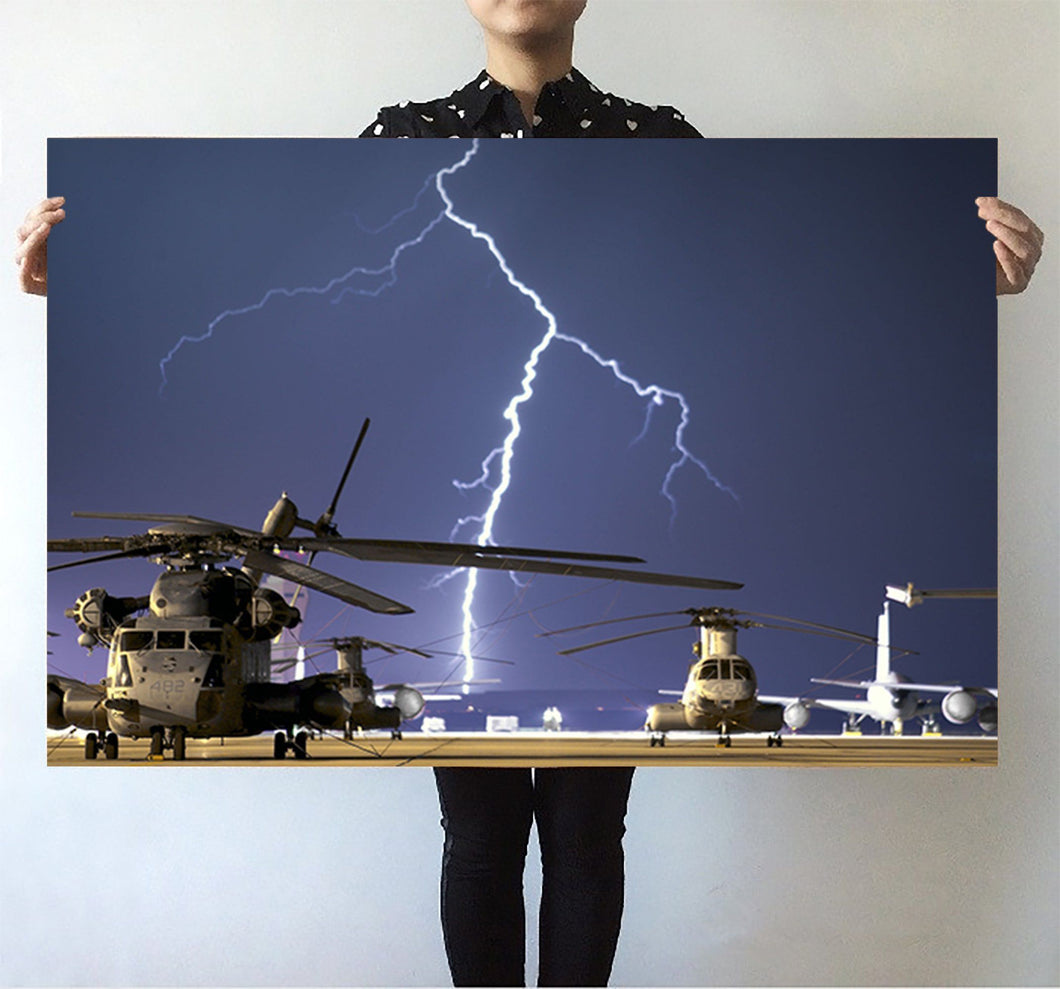Helicopter & Lighting Strike Printed Posters Aviation Shop 