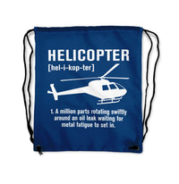 Thumbnail for Helicopter [Noun] Designed Drawstring Bags