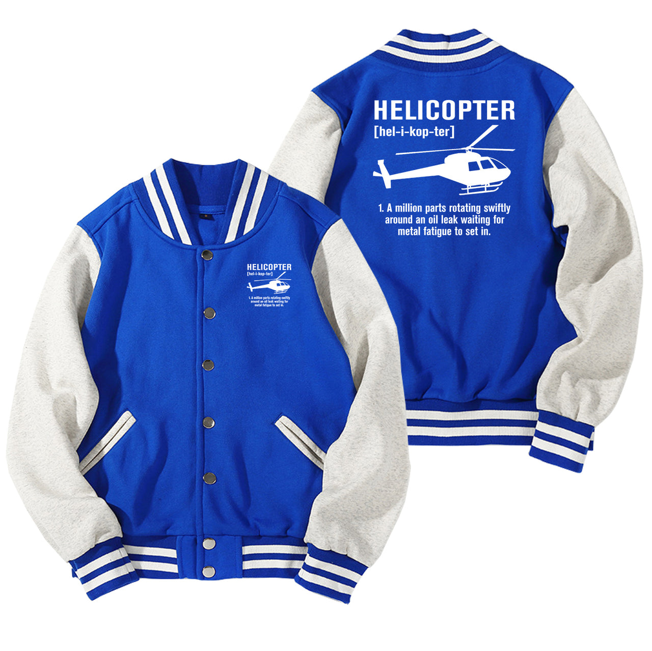Helicopter [Noun] Designed Baseball Style Jackets