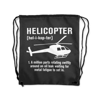 Thumbnail for Helicopter [Noun] Designed Drawstring Bags