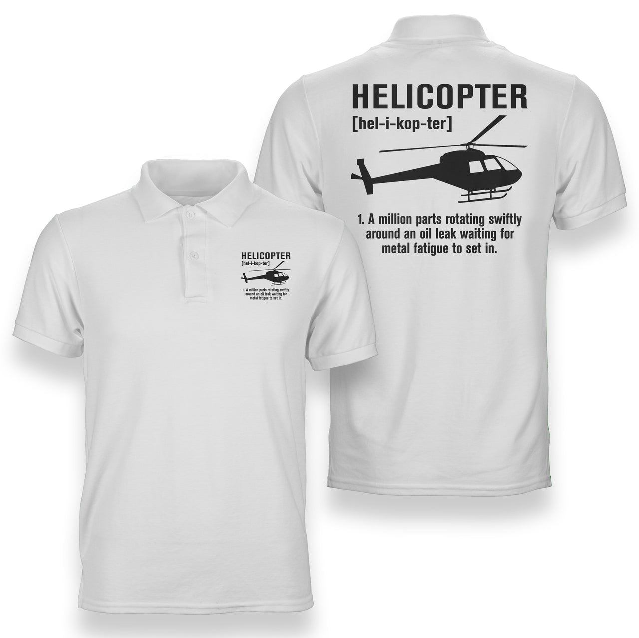 Helicopter [Noun] Designed Double Side Polo T-Shirts
