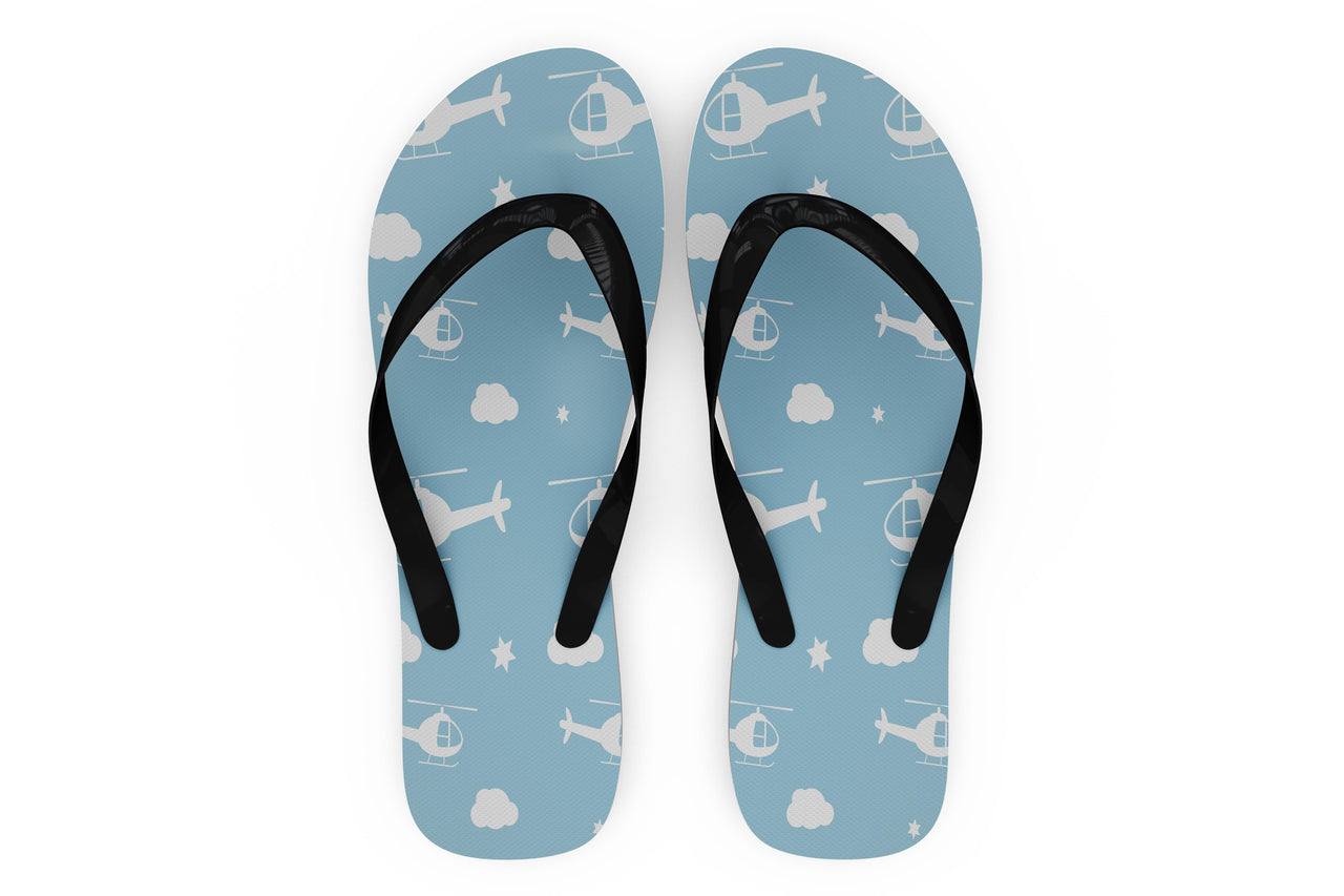 Helicopters & Clouds Designed Slippers (Flip Flops)