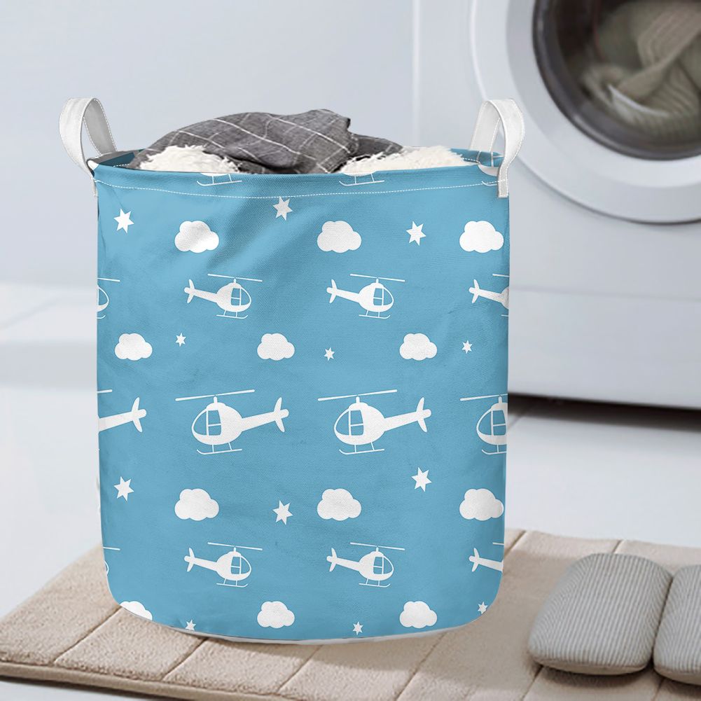 Helicopters & Clouds Designed Laundry Baskets