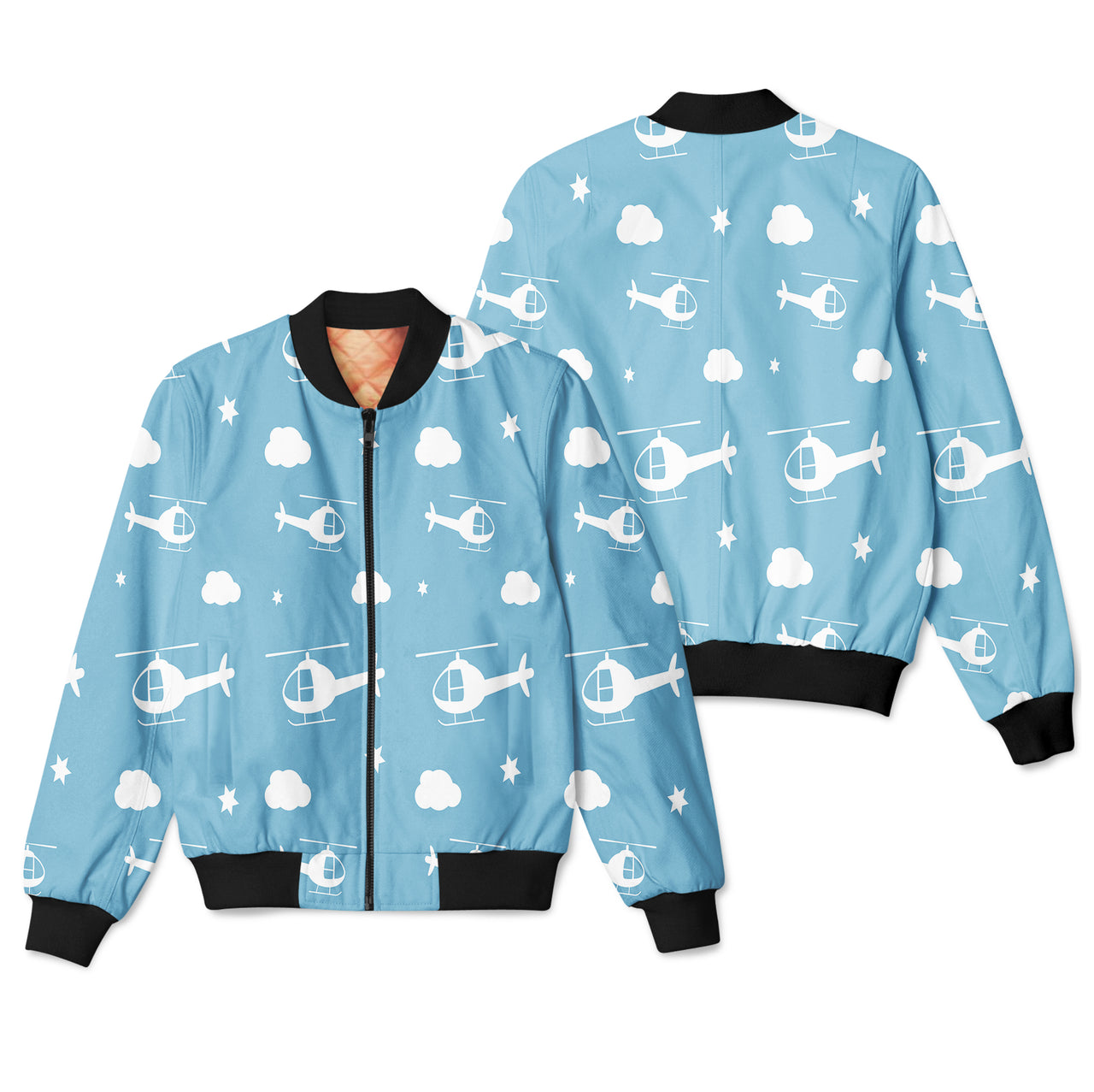 Helicopters & Clouds Designed 3D Pilot Bomber Jackets