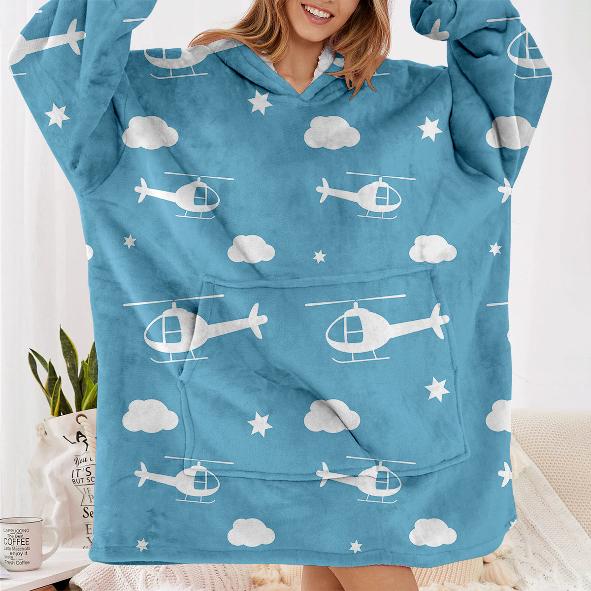 Helicopters & Clouds Designed Blanket Hoodies
