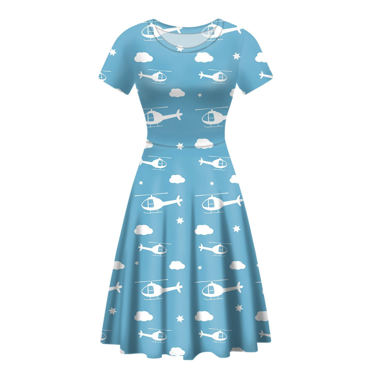 Helicopters & Clouds Designed Women Midi Dress