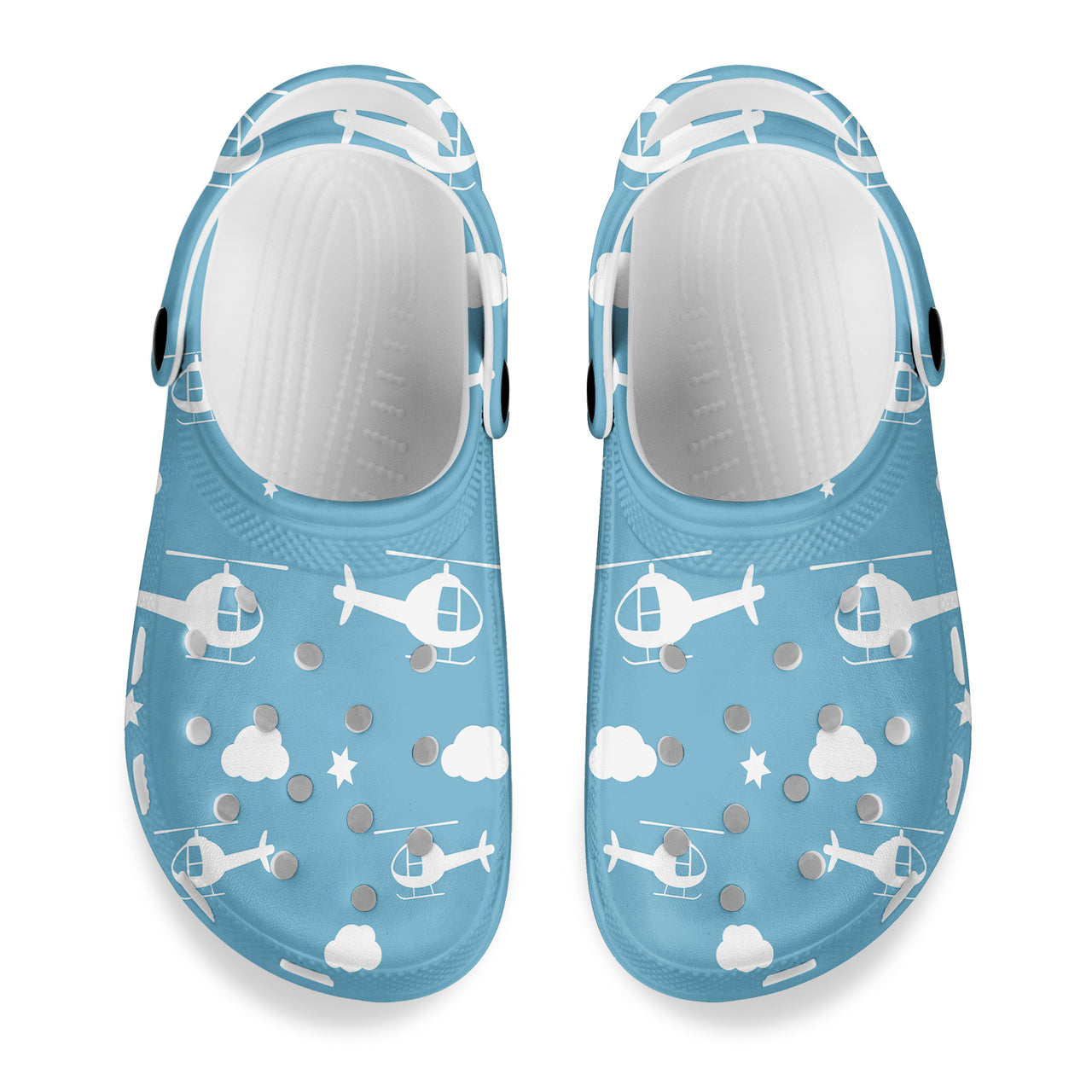 Helicopters & Clouds Designed Hole Shoes & Slippers (MEN)