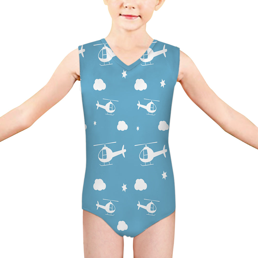 Helicopters & Clouds Designed Kids Swimsuit