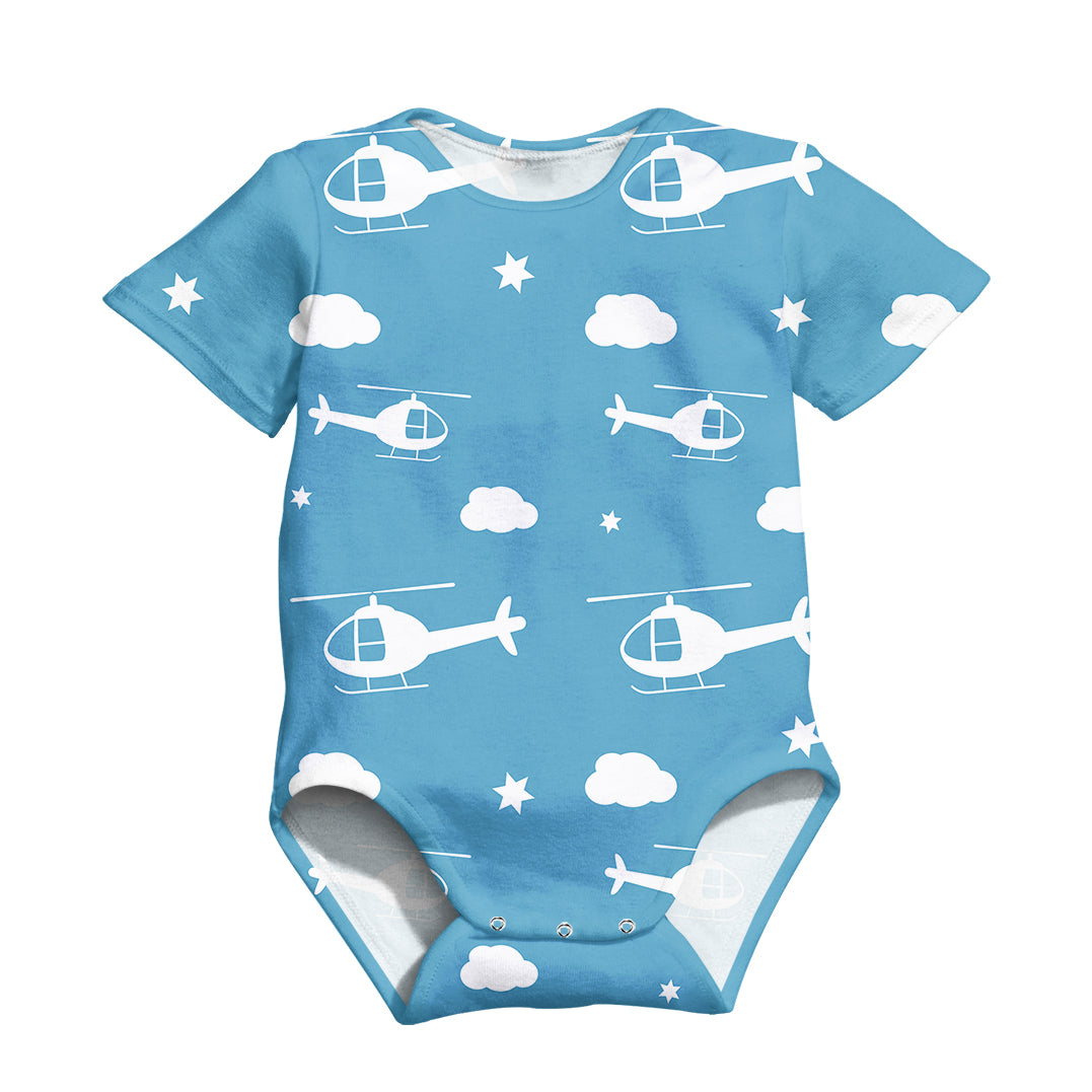 Helicopters & Clouds Designed 3D Baby Bodysuits