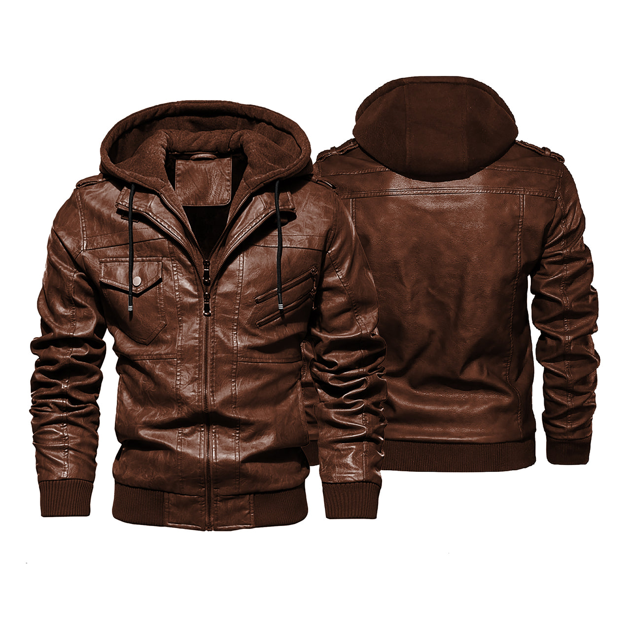 NO Designed Hooded Leather Jackets