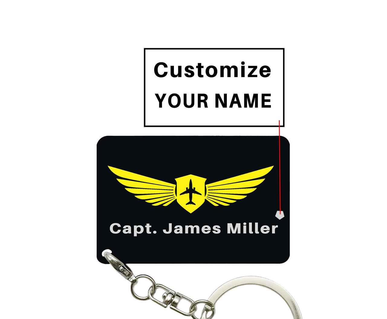 Customizable Name & Badge (Horizontal) Designed Key Chain Pilot Eyes Store 