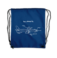 Thumbnail for How Planes Fly Designed Drawstring Bags