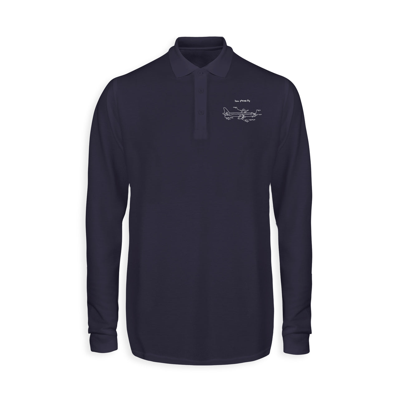 How Planes Fly Designed Long Sleeve Polo T-Shirts