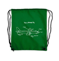 Thumbnail for How Planes Fly Designed Drawstring Bags
