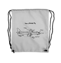 Thumbnail for How Planes Fly Designed Drawstring Bags