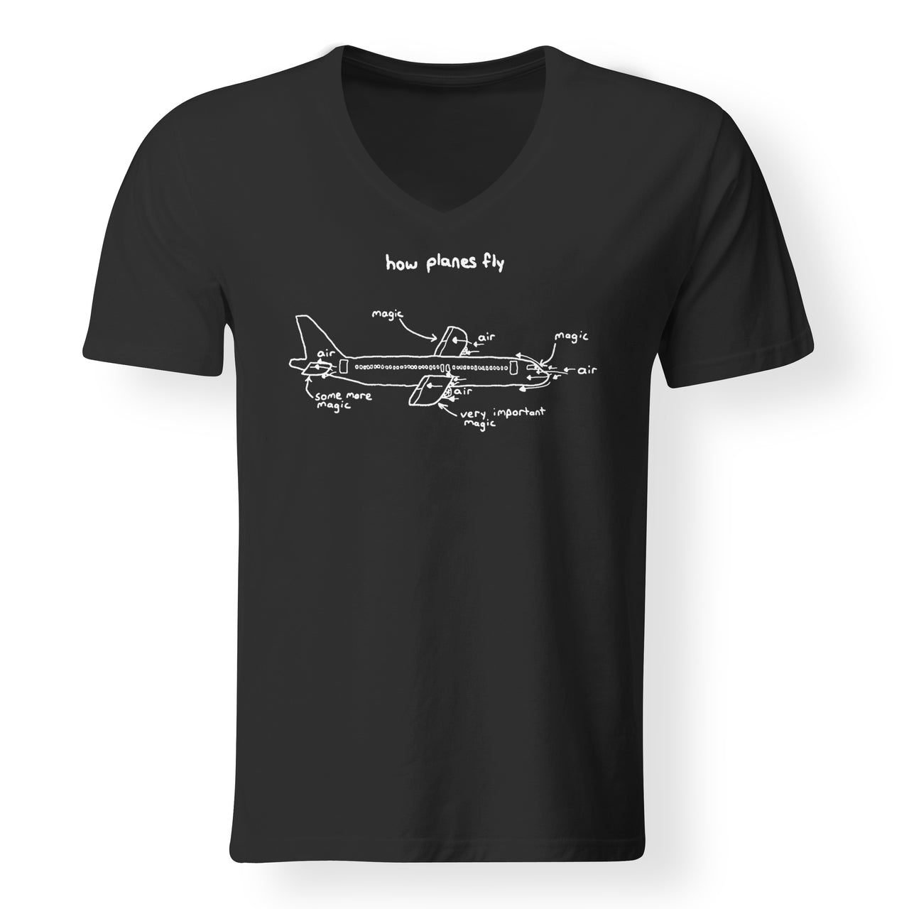 How Planes Fly Designed V-Neck T-Shirts