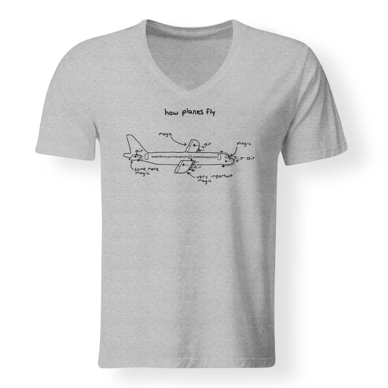 How Planes Fly Designed V-Neck T-Shirts