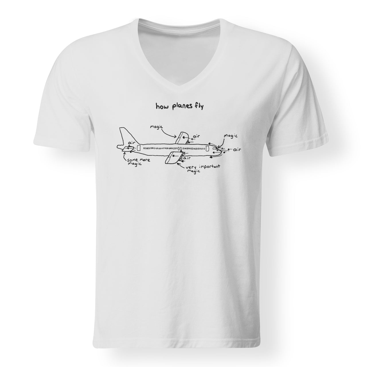 How Planes Fly Designed V-Neck T-Shirts