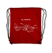 Thumbnail for How Planes Fly Designed Drawstring Bags
