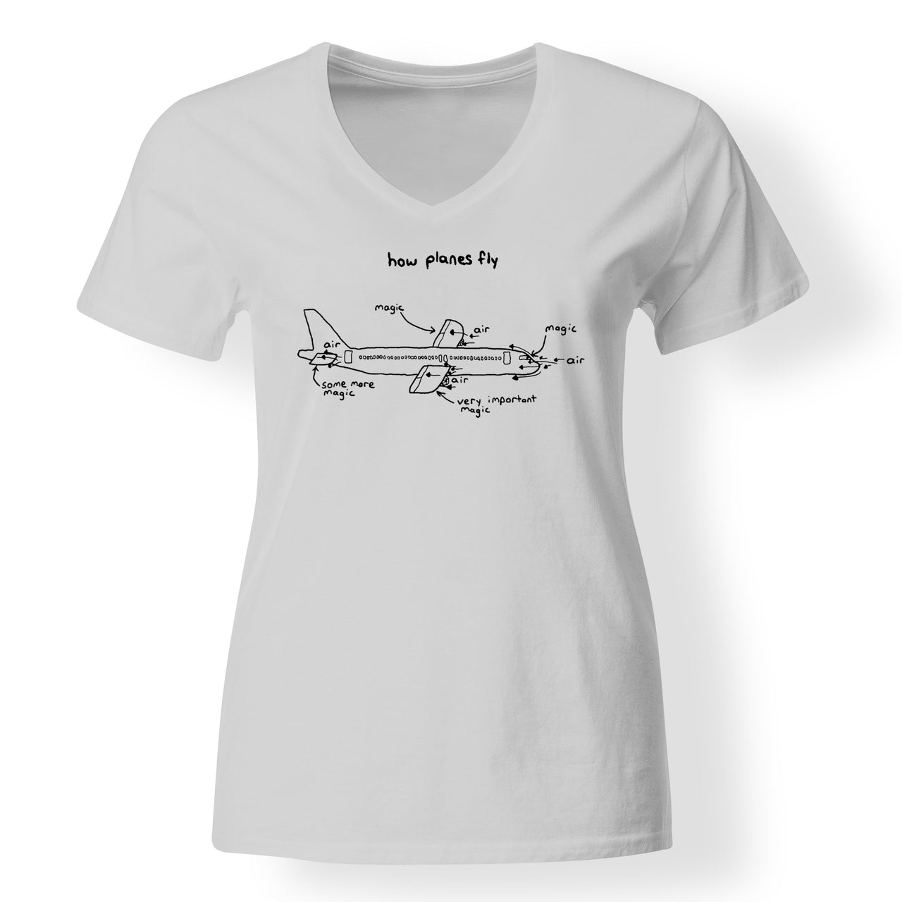 How Planes Fly Designed V-Neck T-Shirts